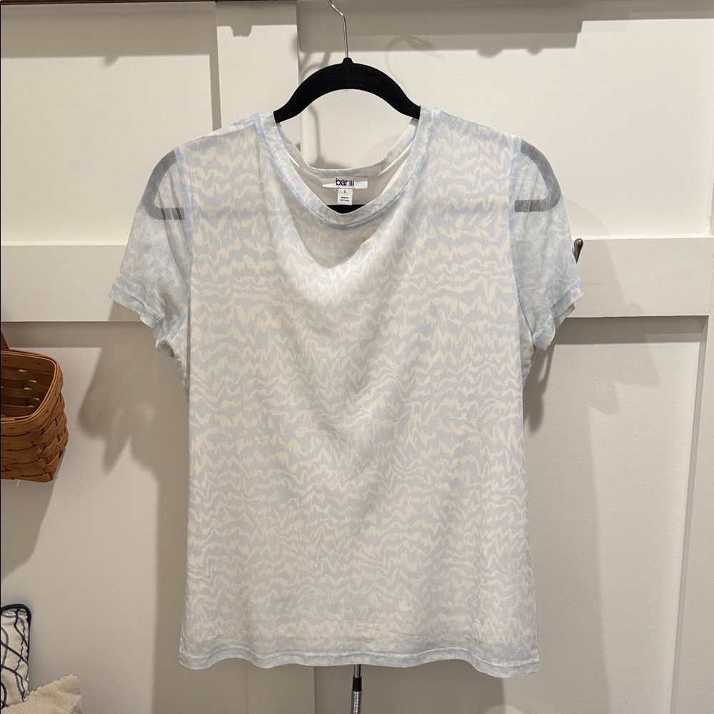 Bar III Soft Blue and White Short Sleeve Tee